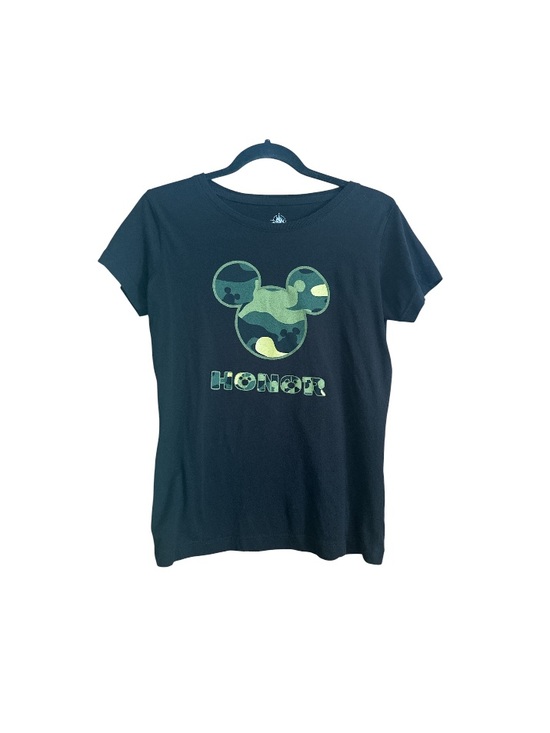 Disney Tops - Disney Parks Veterans Day Graphic 'HONOR' Tee with Green Camo Mickey Motif